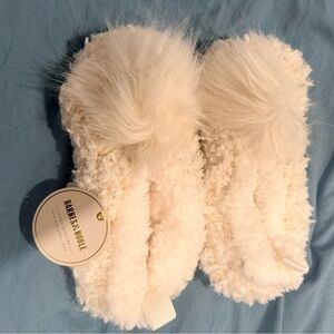 Cozy White Fuzzy Slippers with Pom Poms